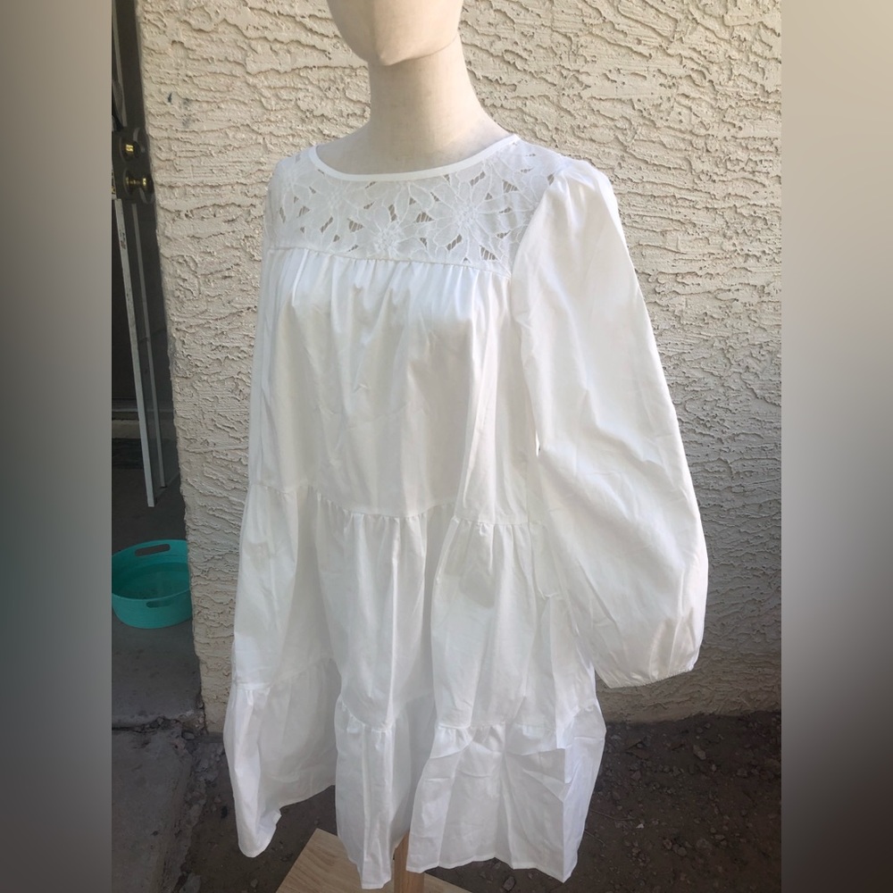 Beautiful White Boho Dress with Ballon sleeve’s